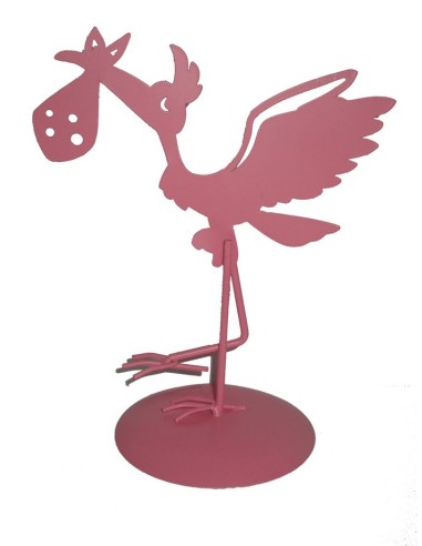 FIGURA PASTEL METaLICA CIGUENA ROSA