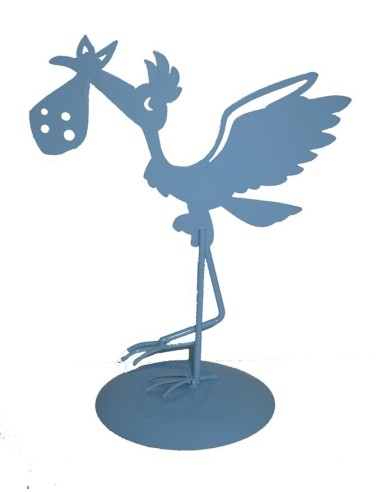 FIGURA PASTEL METaLICA CIGUENA AZUL