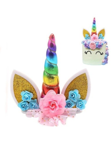 CAKE TOPPER UNICORNIO ARCOIRIS DECORACIoN TARTAS