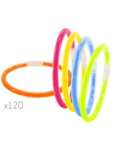 PACK 120 PULSERAS LUMINOSAS FLUORESCENTE LED NEON